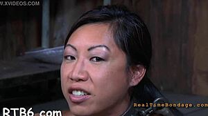 Gagged beauty's wet pussy drilled roughly by hard cock