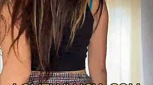 Latina babe does an erotic solo striptease with small tits and clothes ripping off