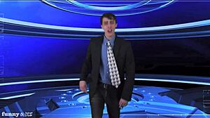 naked weather girl strips outdoors teasing with ripped clothes