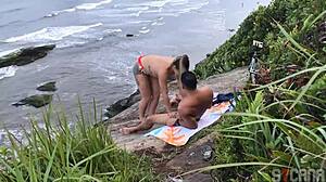 the brazilian couple gets caught having anal sex on the public beach