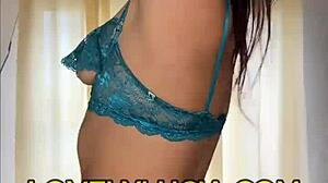 Latina babe does an erotic solo striptease with small tits and clothes ripping off