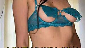 Latina babe does an erotic solo striptease with small tits and clothes ripping off