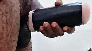 Girlfriend Absent So Solo Cock Help In Bathroom With Huge Toy