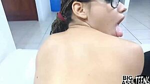 stepsister turns 18 and begs for her first porn video with creamy pussy anal creampie action.