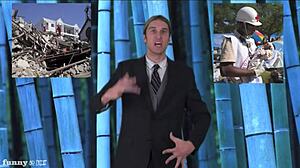 naked weather girl strips outdoors teasing with ripped clothes