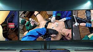 Oh No! Student Intern Giggles During Dr Tampa's Backstage Exam With Shaved Pussy Spread!