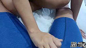 stepsister turns 18 and begs for her first porn video with creamy pussy anal creampie action.