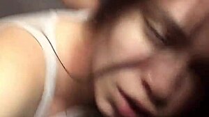 Fucked cute 18 year old european babe with natural tits behind garages then on bed