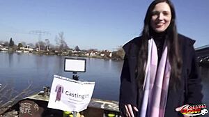 Small tits cougar Rina Helena, ready for first-time anal at German scout pickup casting?