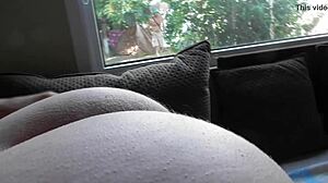 So this guy is just casually licking the hairy ass of a mature woman in femdom style.