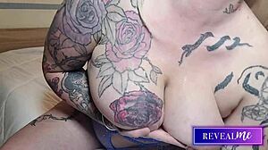 Curvy Goddess in Blue Lingerie Oils Tits for Titjob and Wild Dildo Action!