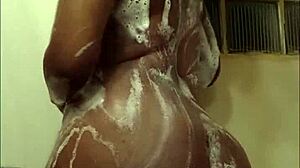 Drippythicklys Wet Ebony Big Ass and Tits in Shower Play Dripping Pussy