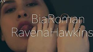 Feel the power! This bitch dominates you with her pussy and feet