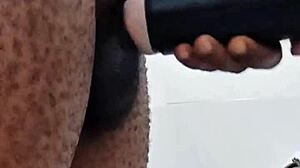 Girlfriend Absent So Solo Cock Help In Bathroom With Huge Toy