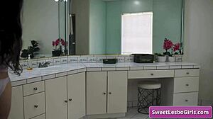 Blonde sexy lesbian teen 18+ is ready for purple dildo fuck from brunette roommate Alison Rey Cherry Kiss 😏