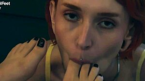 Feel the power! This bitch dominates you with her pussy and feet