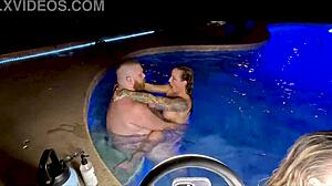 Steamy Pool Threesome With Big Ass Milf Wife Squirting On Huge Cocks In Hot Tub Fantasy