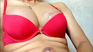 shemale strokes solo to explosive cumshot