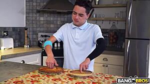 Juan Loco enjoys a pumpkin pie until Cory Chase arrives with a genuine alternative in Bangbros video