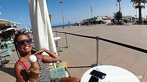 He Invited Busty Amateur With Huge Tits And Big Clit For Street Cream And Intense Blowjob Action