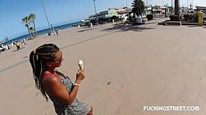 He Invited Busty Amateur With Huge Tits And Big Clit For Street Cream And Intense Blowjob Action