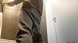 I love this sexy and risky masturbation session in a public bathroom.