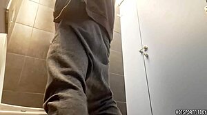 I love this sexy and risky masturbation session in a public bathroom.