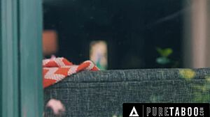 Pure taboo petite 18+ pervert voyeur Lulu Chu caught masturbating peeking at dilf neighbor 😏