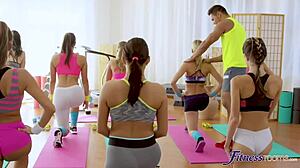 see me after class says yoga teacher before gym threesome - fitness rooms