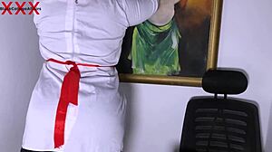 school cleaner takes doggy fuck from horny teacher with big ass creampie