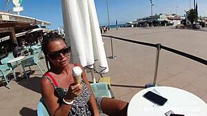 He Invited Busty Amateur With Huge Tits And Big Clit For Street Cream And Intense Blowjob Action