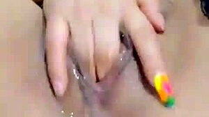 oh man i love how this skinny blonde squirts multiple times from toy and finger play