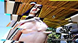 Classy busty brunette bombshell hazel gives sloppy deepthroat