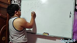 i connect deeply with asian teacher in bedroom as student nerd with brown eyes