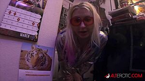 Quarantine fun unfolds as tattooed chick Leya Falcon enjoys softcore solo masturbation with toys. Blonde beauty squirts in erotic bliss.