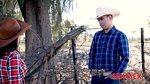 Sexmex presents sexy country girl Patricia Acevedo in brunette blowjob scene with big tits creampie in Colombian setting