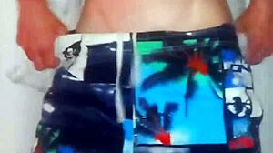 Big Chocolate Cock Spins Wildly During Musical Striptease Undressing