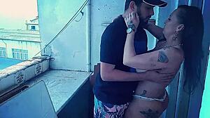 Taking it in the ass right on the balcony