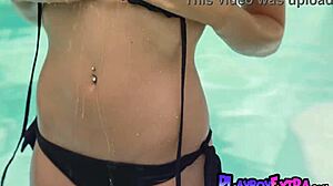 Skinny Natural Brunette Muse Ali Rose Removes Tiny Bikini Outdoors