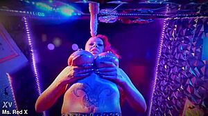 In this casual scene, the tattooed redhead step mommy gives pov joi while sucking on son's cock with pierced nipples.