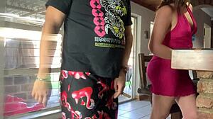 sparowdox sneaks in to fuck his cheating neighbor's wife under her skirt. it turns into a quickie creampie in homemade action.