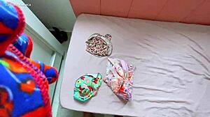 Petite Brazilian prostitute in short shorts teases with her ass during hired cleaning session