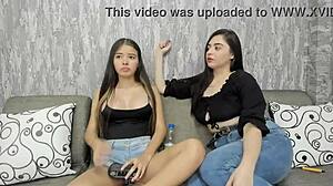 stepmom catches stepdaughter fucking and asks to be fucked real