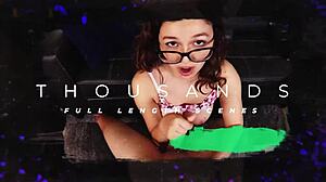 Şirin Minyon Sarışın POV'da Salyali Sik Emip Kovgirl Binip Zıplıyor