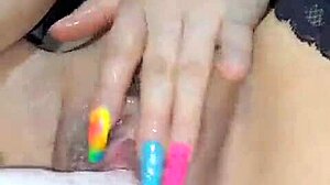 oh man i love how this skinny blonde squirts multiple times from toy and finger play