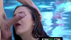 thrilled by hot teen alice visby in cute diamond bikini getting banged hard by the pool with passion.