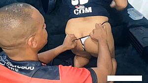 Corinthiana versus Flamenguista, this football game ends in a sexy challenge with petite Asian and black cock group action.