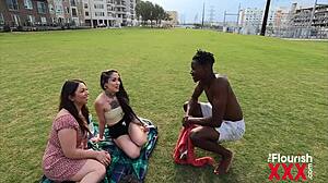 petite latina stephanie saint joins zaria nova for threesome with muscular ebony soccer player in doggystyle action