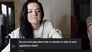 petite brunette amateur mistress answers sexy pegging questions