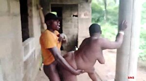 new electrician bangs curvy madam doggystyle outside factory house with wet pussy orgasm